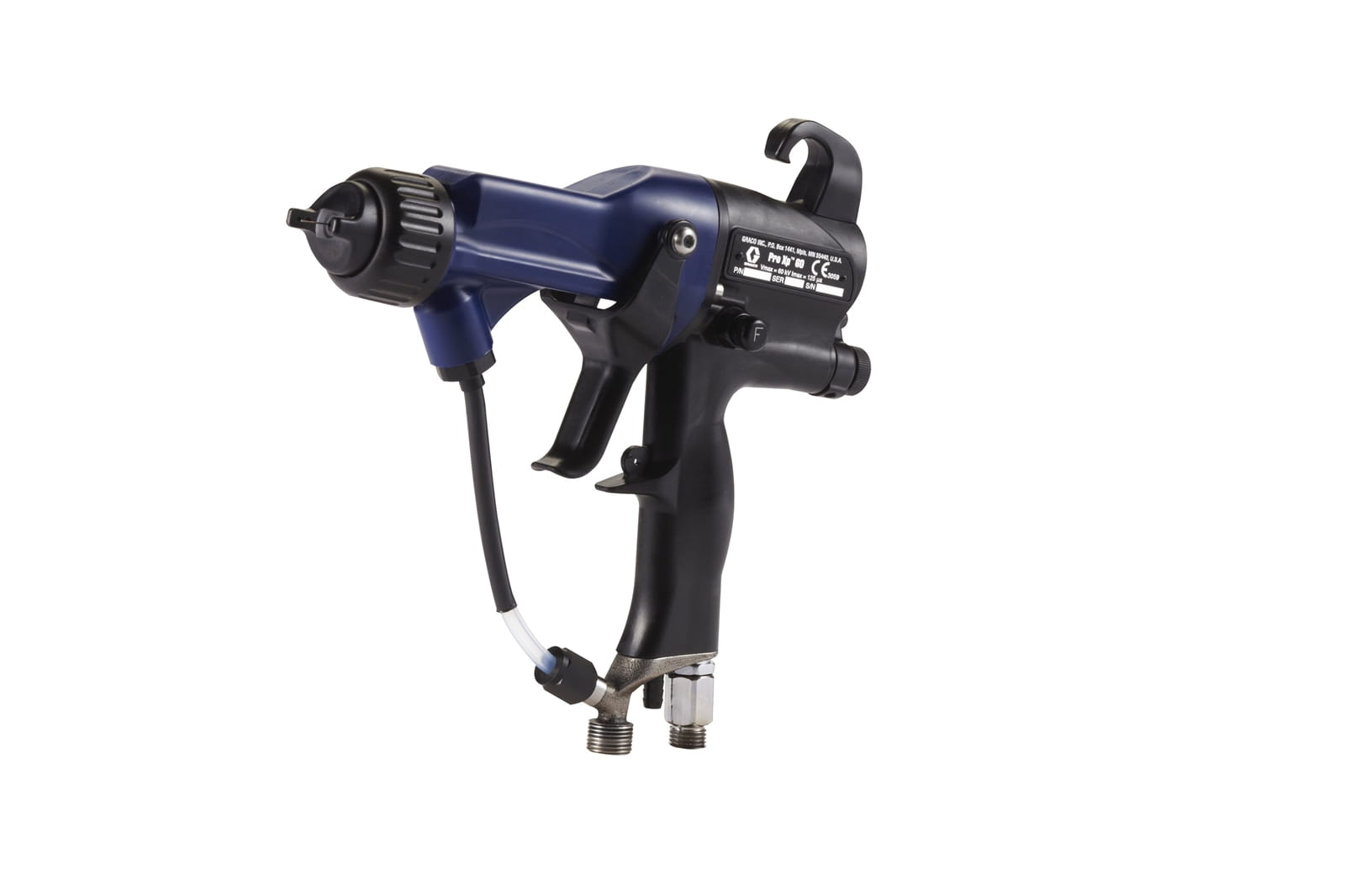 Manual electrostatic air spray gun for general applications Pro Xp60, 60 kV, 0.055 in (1.5 mm) nozzle, standard display, standard coatings