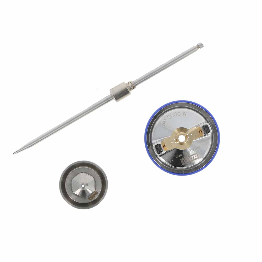 Set di ugelli SATAjet 3000 LAB RP 1,6, con schema di spruzzo e protocollo di collaudo