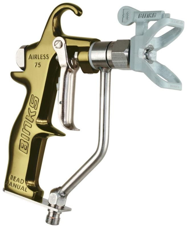 Airless spray gun for large-area coatings
