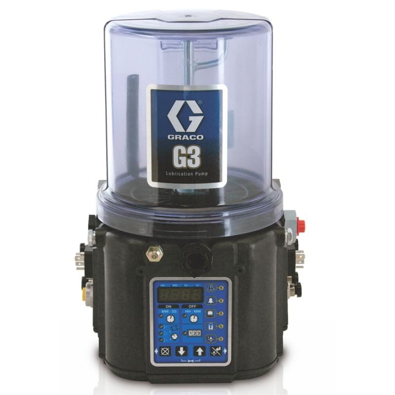 G3™ Max Fettpumpe, 90-240 VAC, 2L, Folgeplatte, Niedrigfüllstand mit Überwachung, USB, DIN, 2 Sensor