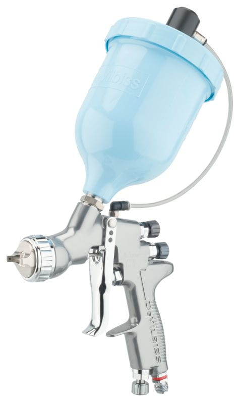Pressure-assisted gravity feed cup gun for thicker paints